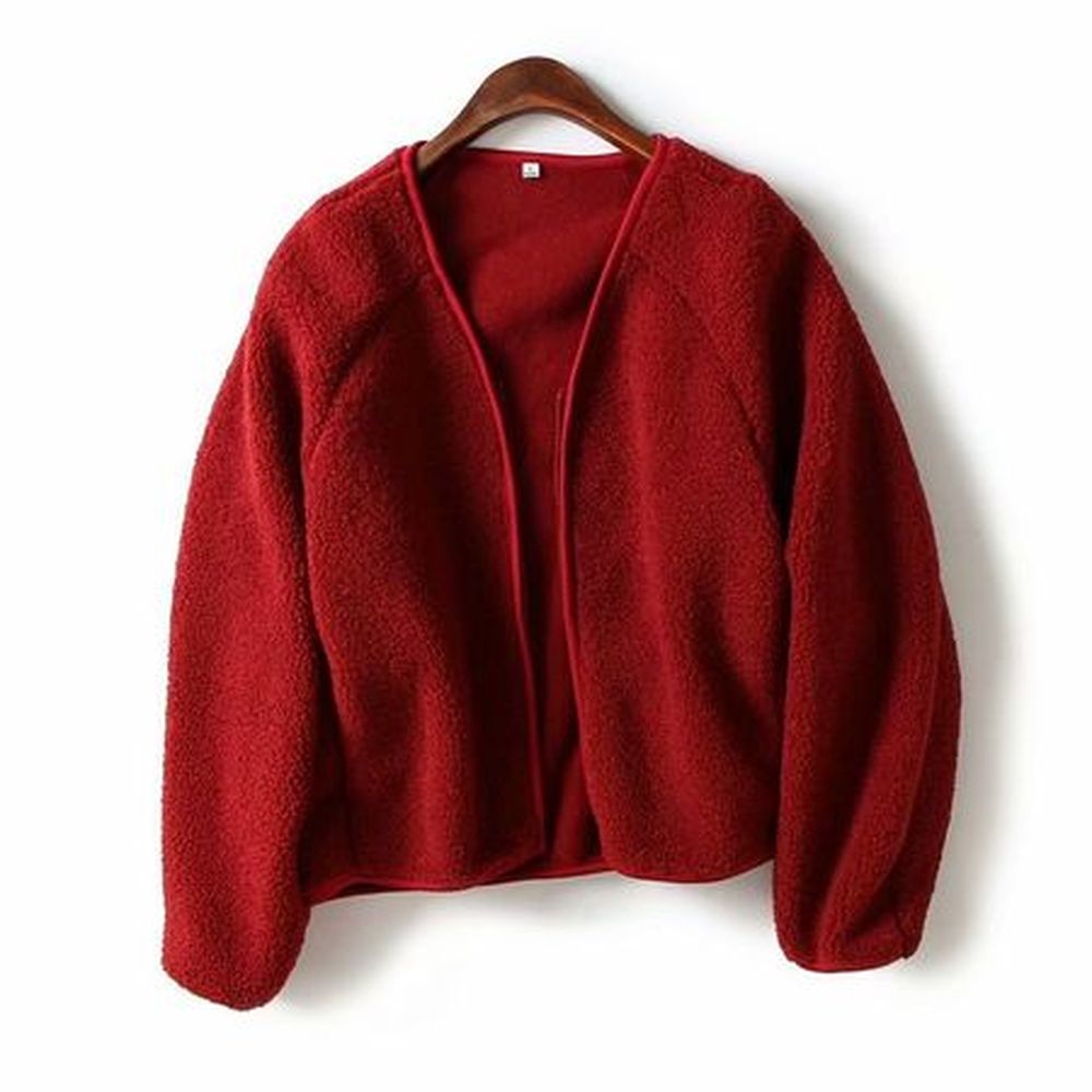 Women's Winter Fleece Zipper V-Neck Cardigan Top