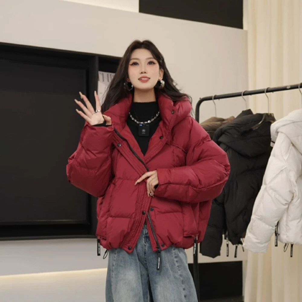 Winter All-Match Short Down Cotton Jacket Women's Hooded Thick Loose Coat